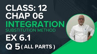 Class 12 Mathematics  Chap 6  integration substitution method  Ex 61  Q 5  all parts   Hindi [upl. by Sofer]