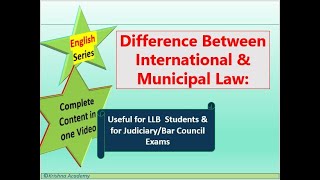 Difference between International amp Municipal Law [upl. by Notecnirp]