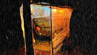 camping soaked in heavy rain lightning and strong wind storms and sleeping during a rainstorm [upl. by Gruchot]