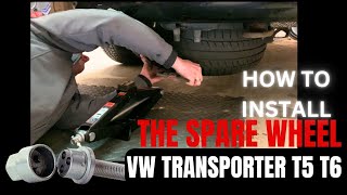 Vw Transporter How To Fit The Spare Wheel  Reinstall Spare Wheel Under Car Mount with Locking Bolt [upl. by Adlee73]