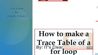 How to make a Trace Table of a for loop [upl. by Methuselah]