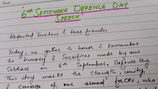 6th September Speech In English  Defence Day Speech in English [upl. by Aekim]