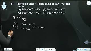 Increasing order of bond length in NO NO and NOampndash is [upl. by Ennaecarg473]