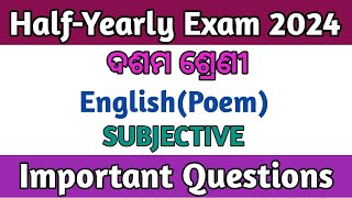 10th class English half yearly exam important question10class English half yearly selected question [upl. by Nnyliak]