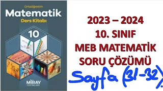 10sınıf MEB Matematik kitabı syf 3132 kombinasyon soru çözümleri Miray yayınları [upl. by Alusru11]