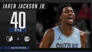 JAREN JACKSON JR WITH A 40PIECE 🔥 3rd 40PT game THIS SEASON FOR TRIPLE J 😤  NBA on ESPN [upl. by Oicram]