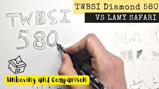 TWSBI diamond 580 fountain pen  unboxing and comparison review vs LAMY Safari [upl. by Ennailuj]