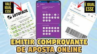 COMO EMITIR COMPROVANTE DE APOSTA ONLINE FEITA PELO CELULAR OU COMPUTADOR  BILHETE  app loteria [upl. by Winchell802]