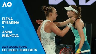 Elena Rybakina v Anna Blinkova Extended Highlights  Australian Open 2024 Second Round [upl. by Siuqaj]