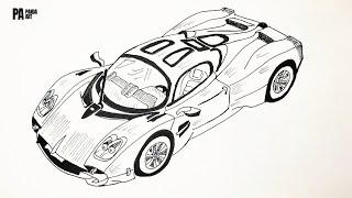 how to draw a Pagani Utopia sport car  step by step [upl. by Junno]