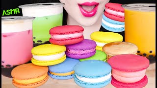 ASMR BOBA BUBBLE TEA RAINBOW MACARON TAPIOCA PEARLS 보바 버블티 레인보우 마카롱 타피오카 펄 먹방 EATING SOUNDS [upl. by Araz]