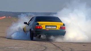 BMW 325i E36 Drift Massive Burnout amp Donuts [upl. by Eelsew]