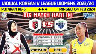 JADWAL MEGAWATI DKK HARI INI MINGGU 04 FEB 2024  RED SPARKS VS HILLSTATE  LIGA VOLI PUTRI KOREA [upl. by Drisko145]