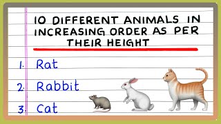 10 DIFFERENT ANIMALS IN INCREASING ORDER AS PER THEIR HEIGHT [upl. by Aserej]