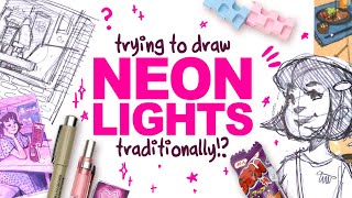 CAN I DRAW NEON LIGHTS WITH MARKERS  ZenPop Japanese Stationery Unboxing [upl. by Armil]