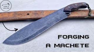 Forging a TACTICAL MACHETE out of a Rusty Leaf Spring [upl. by Yeltnarb]