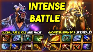 INTENSE HARD CARRY BATTLE  GLOBAL RAT amp KILL ANTI MAGE VS MONSTER BURN DPS LIFESTEALER  DOTA 2 [upl. by Edmead]