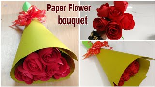 How To Make Paper Rose Flower Bouquet  DIY  Paper Craft [upl. by Eudosia945]