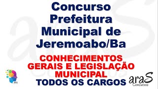 CONHECIMENTOS GERAIS E LEGISLAÇÃO MUNICIPAL DE JEREMOABO  BAIXE A APOSTILA [upl. by Royall468]