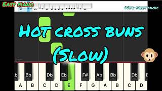 Hot Cross Buns Easy Piano Tutorial  Sheet Music [upl. by Raval]