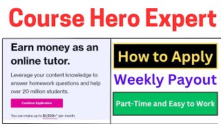 Course Hero Expert Hiring Process  Earn money as a student  Weekly Payout coursehero [upl. by Aenehs349]