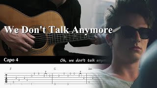 We Dont Talk Anymore  Charlie Puth ft Selena Gomez  Fingerstyle Guitar TAB Chords [upl. by Kruse399]