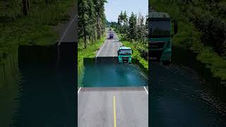 Tanker trucks vs massive water pit 17  beamngdrive carsvsmassivepotholespart2 carsvspothole [upl. by Aneel]