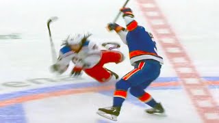 Mika Zibanejad Collision with Adam Pelech FULL CLIP Islanders vs Rangers  NHL Highlights [upl. by Philipps]