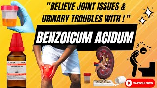 relieve joint pain amp urinary troubles with benzoicum acidum homeopathicmedicine bhmsmateriamedica [upl. by Aicillyhp]