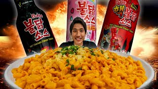 INSANE NUCLEAR FIRE MAC amp CHEESE CHALLENGE  Samyang Spicy Mac amp Cheese Mukbang [upl. by Patrich]