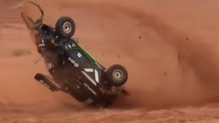 BRUTAL MOMENTS  ACCIDENTE DE RALLY EN CARRERA  Extreme E Race Highlights [upl. by Aicatsue789]