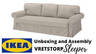 New IKEA VRETSTORP Sleeper Sofa  Unboxing and Assembly [upl. by Nnahtur]