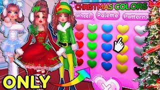 ONLY Using CHRISTMAS Colors NO MATTER The THEME In DRESS TO IMPRESS  ROBLOX Challenge [upl. by Caron]