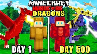 I Survived 500 Days TAMING DRAGONS in HARDCORE Minecraft Movie [upl. by Okihcas]