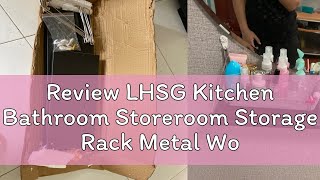 Review LHSG Kitchen Bathroom Storeroom Storage Rack Metal Wood Multistorey Display Rack Shelving S [upl. by Edla]