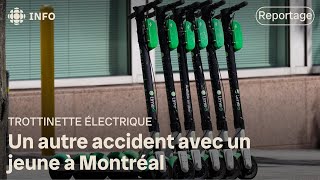 Un jeune de 12 ans en trottinette électrique a été happé par un véhicule à Montréal [upl. by Fernas]