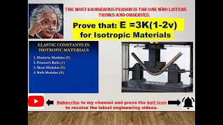 Prove that E 3K12ν for an Isotropic Material [upl. by Dleifyar]