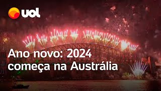 Virada do ano Austrália comemora chegada de 2024 veja vídeo [upl. by Hako]