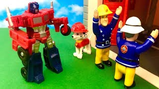 Strażak Sam i Psi Patrol ♦ Transformers atakuje ♦ Bajka dla dzieci PO POLSKU [upl. by Fiel838]