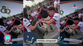 Aficionado de Pumas finge pelea para proponerle matrimonio a su novia  Qué Importa [upl. by Atthia]