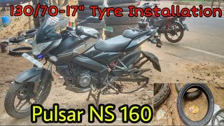 Pulsar NS 160 REAR TYRE 1307017quot installing🚳Pulsar NS160 TYRE upgrade PulsarNS160tyreinstalling [upl. by Noble]