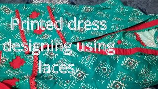 Printed dress designing using lacesPrinted suits lace design Printed suits design new 2024 [upl. by Adamo]