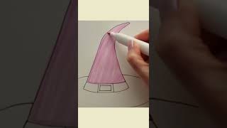 Drawing Halloween Witch Hat  1 Minute Drawing and Painting  Funny Videos Shorts [upl. by Caneghem]