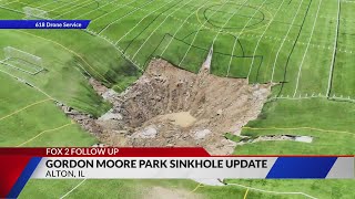 Alton sinkhole remains same size disrupts local sports [upl. by Nazler510]