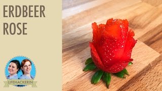 Erdbeere in Rose verwandeln  Erdbeeren Rosen Strauss  Lifehack [upl. by Aiyn575]