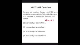 NEET 2023 Question  Chemical Kinetics  Initial Rate  Physical Chemistry  MCQ [upl. by Saum]