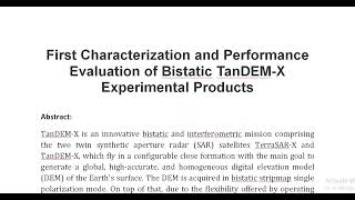 First Characterization and Performance Evaluation of Bistatic TanDEM X Experimental Products [upl. by Altis850]