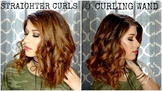 CURLING WAND VS STRAIGHTENER CURLS [upl. by Somerset]