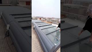 Aluminum alloy roof retractable roller shutter glass roof sunshade and heat insulation [upl. by Snahc]