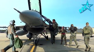 Military RED ALERT SCRAMBLE Fighter Pilots Scramble F16s Taking Off One by One [upl. by Armbruster604]